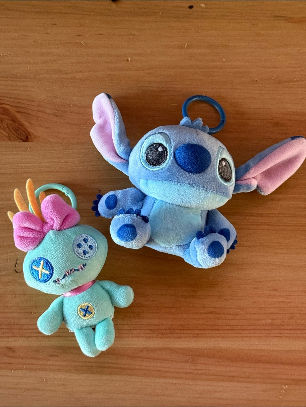 Miniso Plush Stitch and Scrump Bag Charm Keychain Set - Like New